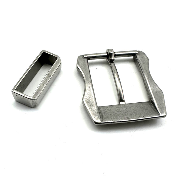 1 1/2'' Stainless Buckle&Belt Loop Set Leather Belt Fastener Hardware