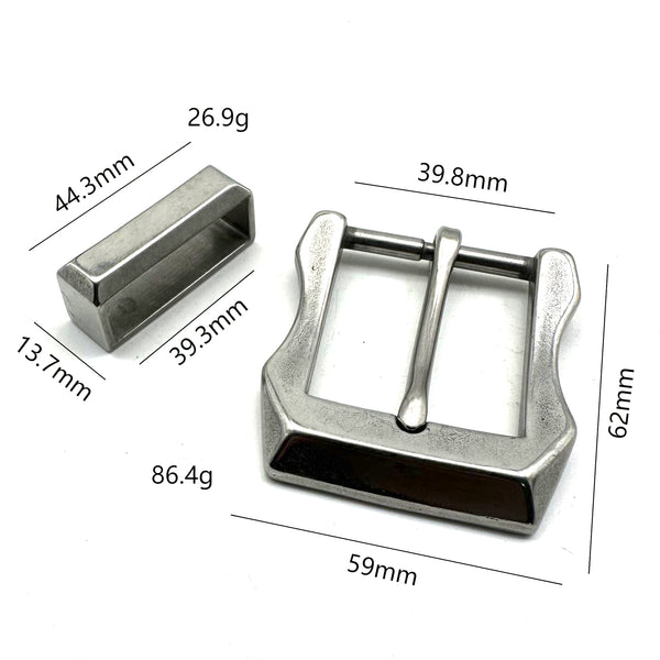 1 1/2'' Stainless Buckle&Belt Loop Set Leather Belt Fastener Hardware