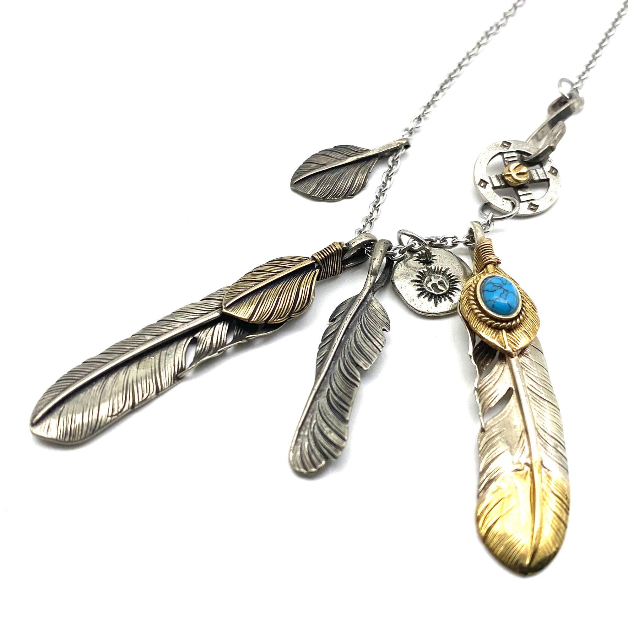 Goros Silver Feather Charm DIY Necklace Japan Fashion Necklaces Gift for BF
