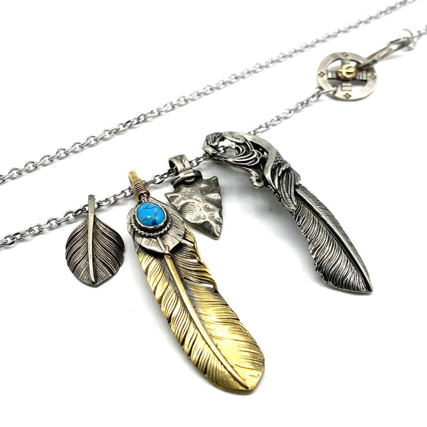 Goros Silver Feather Charm DIY Necklace Japan Fashion Necklaces Gift for BF