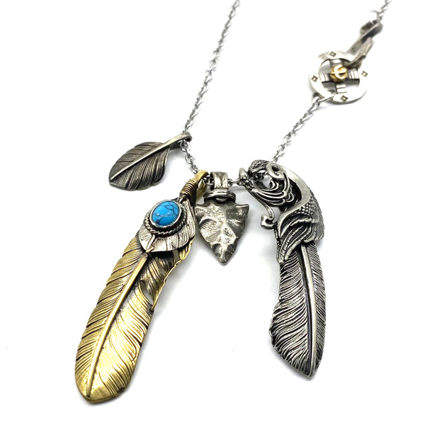 Goros Silver Feather Charm DIY Necklace Japan Fashion Necklaces Gift for BF
