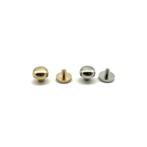 Leather Screw Button Post Silver Mushroom Studs Rivet 10mm