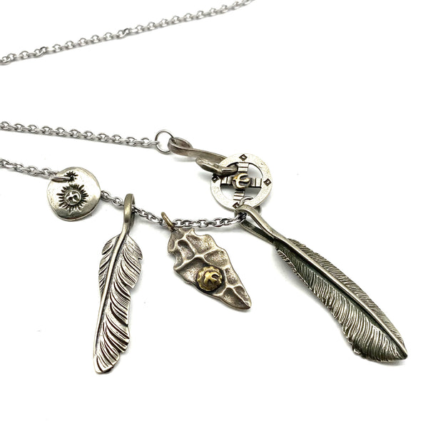 Goros Silver Feather Charm Necklace Japan Fashion Boy Necklaces
