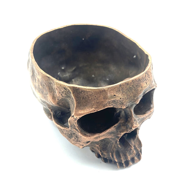 Antique Copper Skull Chalice & Ashtray-Gothic Decor for Tattoo Shops,Bar Accessories,Dark Academia Home Decor,Unique Memento Mori Sculpture