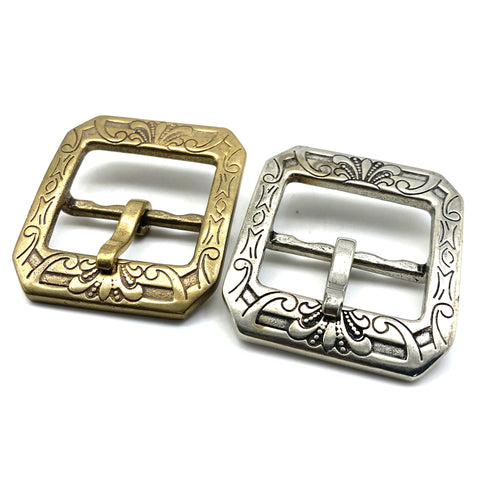 Retro Pin Buckle Vintage Brass Buckle for Leather Belts Flower Design Buckles