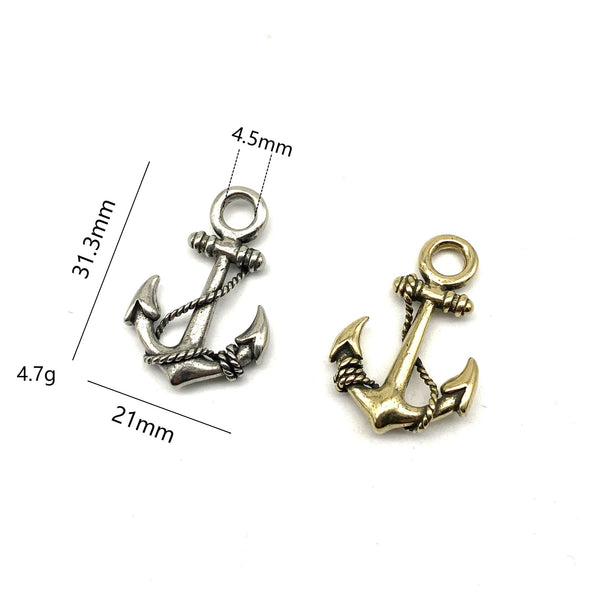 Copper Casted Vintage Anchor Charm Pendants,Leather Bracelets Fastener Closure