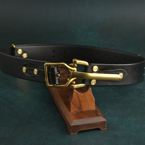 Handmade Pattern Leather Strap Littleton Cavalry Leather Belt Mens Outfit Accessories