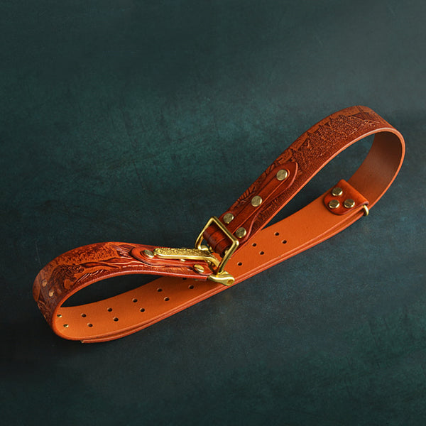 Handmade Pattern Leather Strap Littleton Cavalry Leather Belt Mens Outfit Accessories