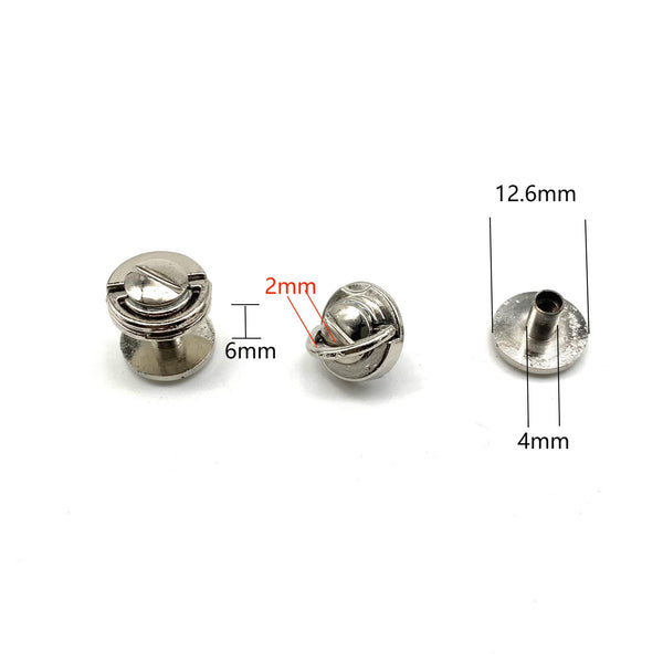 Nickel Plated Screw Rivets With D Ring Loop 13x6mm