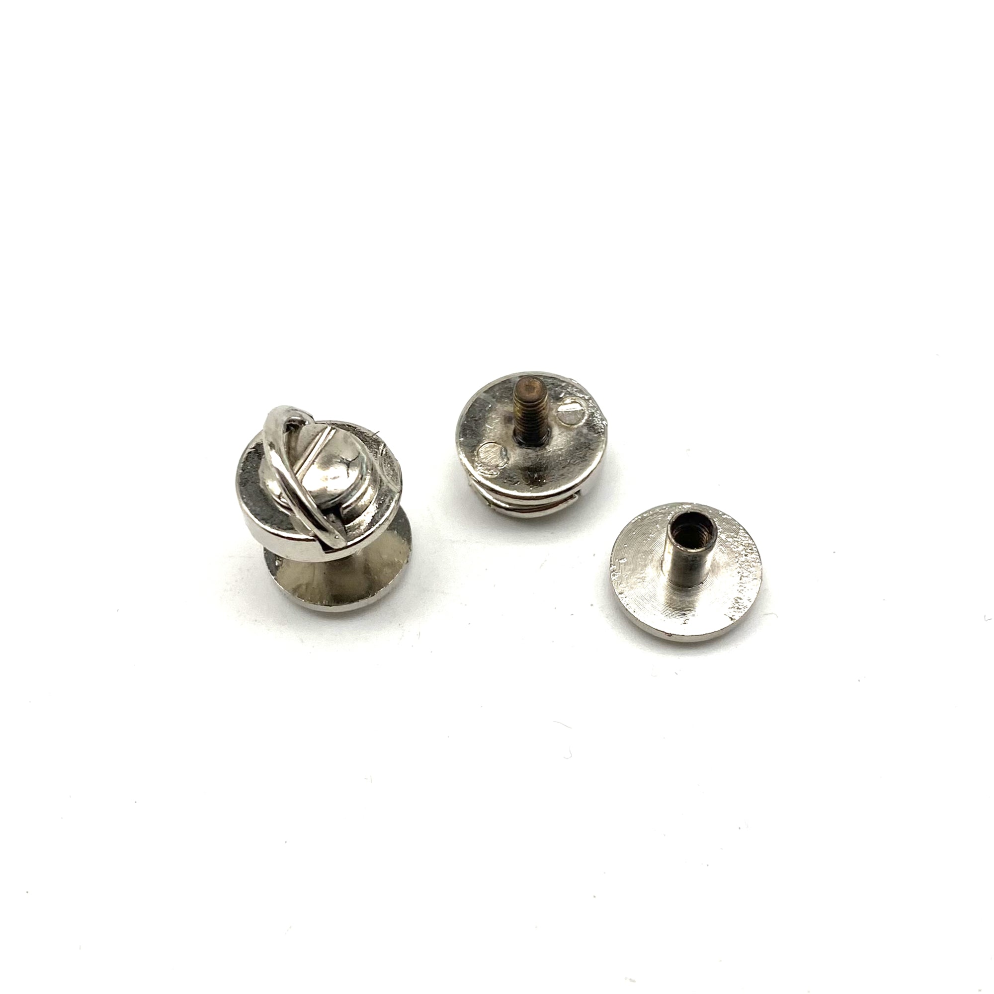 Nickel Plated Screw Rivets With D Ring Loop 13x6mm