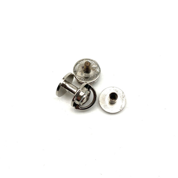 Nickel Plated Screw Rivets With D Ring Loop 13x6mm