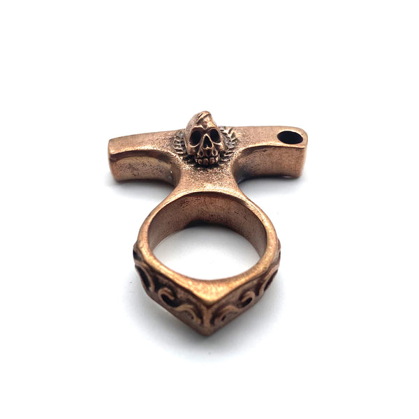 Red Copper Knuckles Skull Paperweight Self-defense Tools