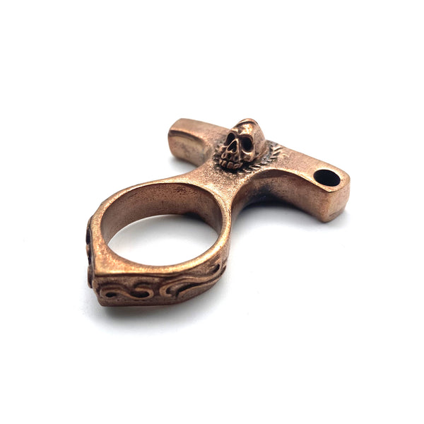 Red Copper Knuckles Skull Paperweight Self-defense Tools