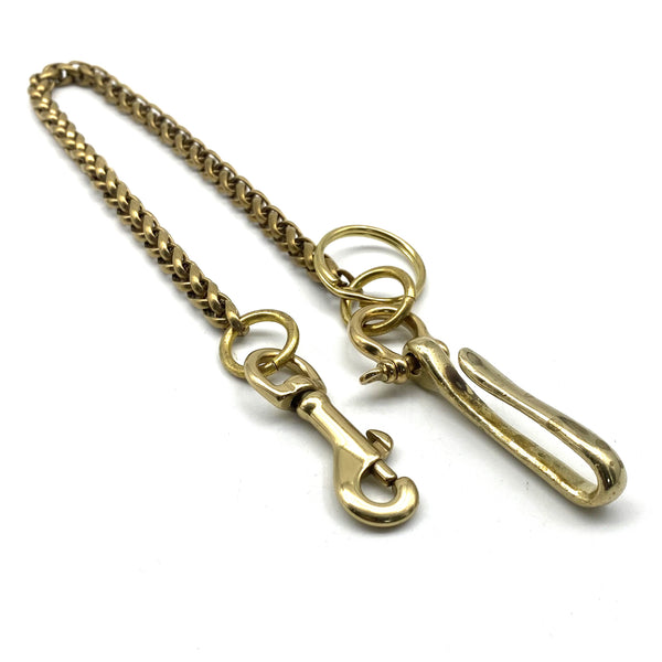 Biker Wallet Chain Solid Brass Wheat Chain Fish Hook Head+Snap Clasp Ending
