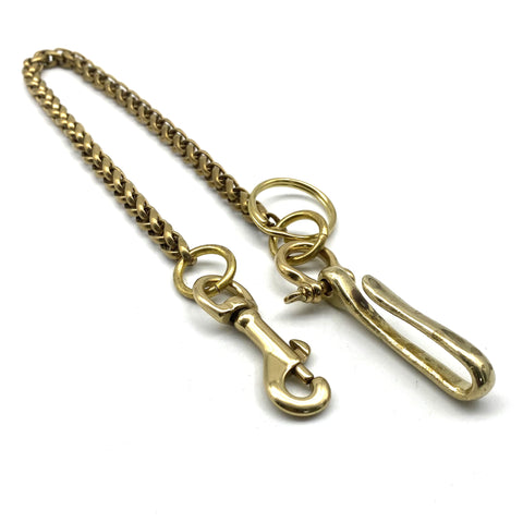 Biker Wallet Chain Solid Brass Wheat Chain Fish Hook Head+Snap Clasp Ending