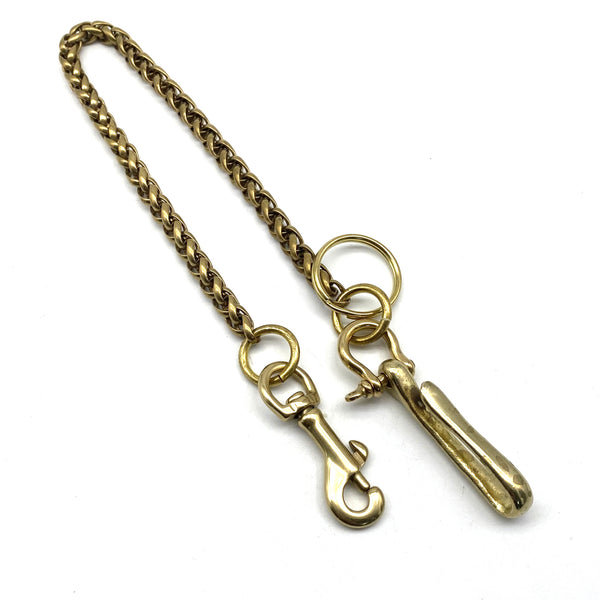 Biker Wallet Chain Solid Brass Wheat Chain Fish Hook Head+Snap Clasp Ending