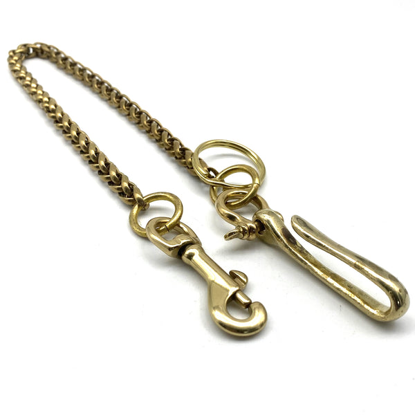 Biker Wallet Chain Solid Brass Wheat Chain Fish Hook Head+Snap Clasp Ending