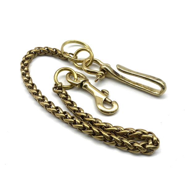 Biker Wallet Chain Solid Brass Wheat Chain Fish Hook Head+Snap Clasp Ending