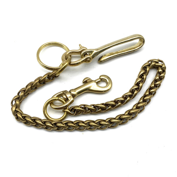 Biker Wallet Chain Solid Brass Wheat Chain Fish Hook Head+Snap Clasp Ending