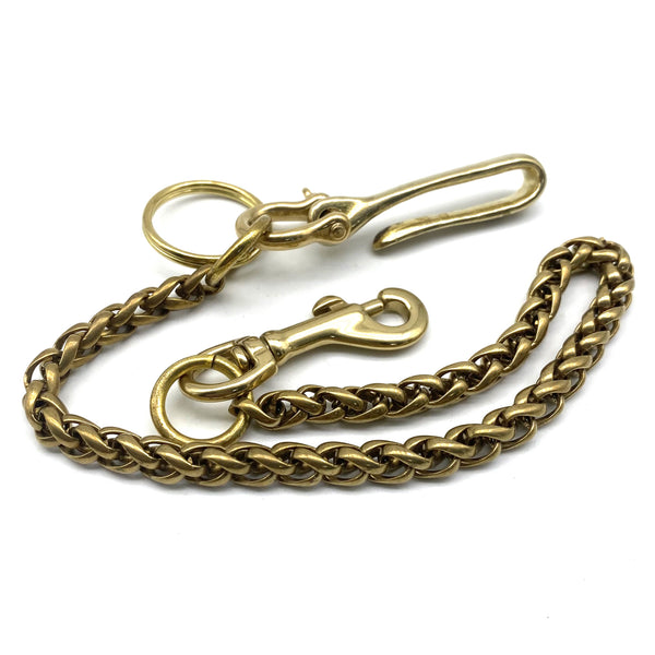 Biker Wallet Chain Solid Brass Wheat Chain Fish Hook Head+Snap Clasp Ending