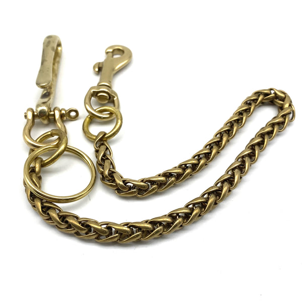 Biker Wallet Chain Solid Brass Wheat Chain Fish Hook Head+Snap Clasp Ending