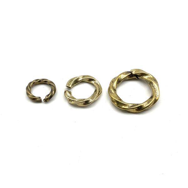 Brass Key Ring Twist Split Ring Art Deisgn 13/17/23mm