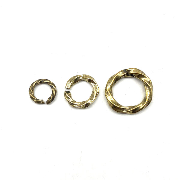 Brass Key Ring Twist Split Ring Art Deisgn 13/17/23mm