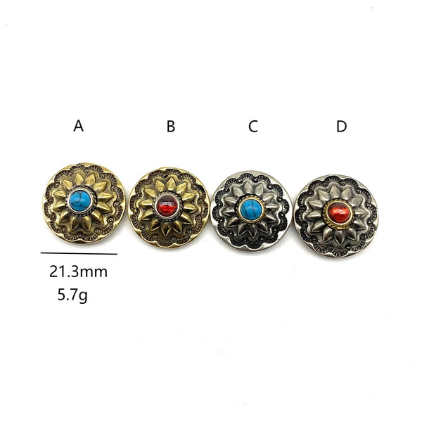 Baroque Style Turquoise Concho Rivets Screw Back Button For Leather Crafting Decoration