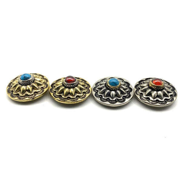 Baroque Style Turquoise Concho Rivets Screw Back Button For Leather Crafting Decoration