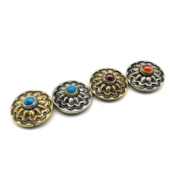 Baroque Style Turquoise Concho Rivets Screw Back Button For Leather Crafting Decoration