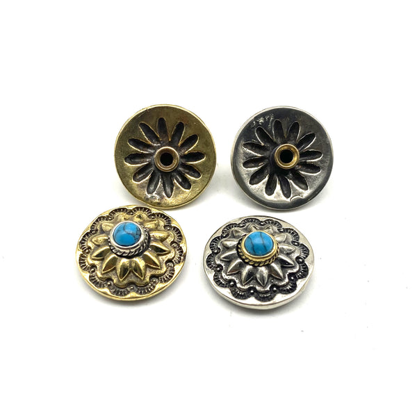 Baroque Style Turquoise Concho Rivets Screw Back Button For Leather Crafting Decoration