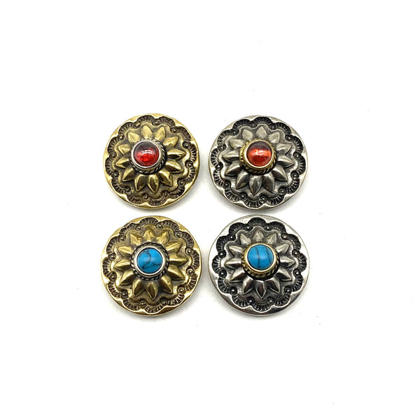 Baroque Style Turquoise Concho Rivets Screw Back Button For Leather Crafting Decoration