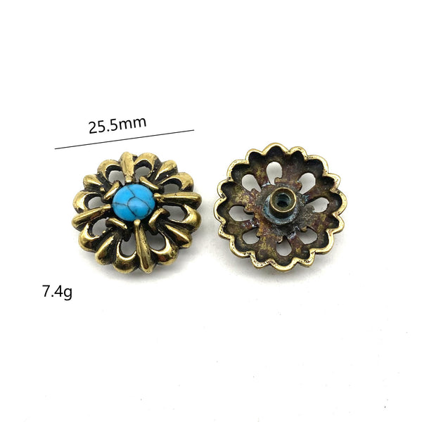 Flower Concho Turquoise Concho Button Screw Back For Leather Craft Mounting