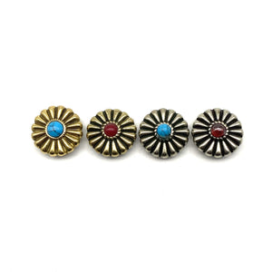 Turquoise Decorative Flower Conchos Rivets Screw Back Leather Repairing Buttons