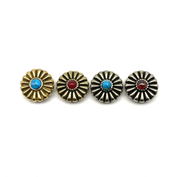 Turquoise Decorative Flower Conchos Rivets Screw Back Leather Repairing Buttons