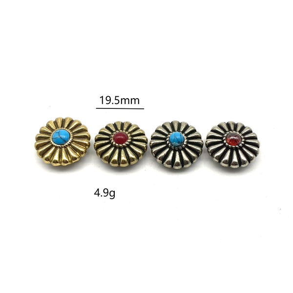 Turquoise Decorative Flower Conchos Rivets Screw Back Leather Repairing Buttons