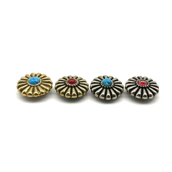 Turquoise Decorative Flower Conchos Rivets Screw Back Leather Repairing Buttons