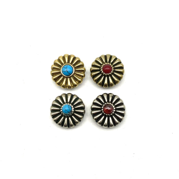 Turquoise Decorative Flower Conchos Rivets Screw Back Leather Repairing Buttons