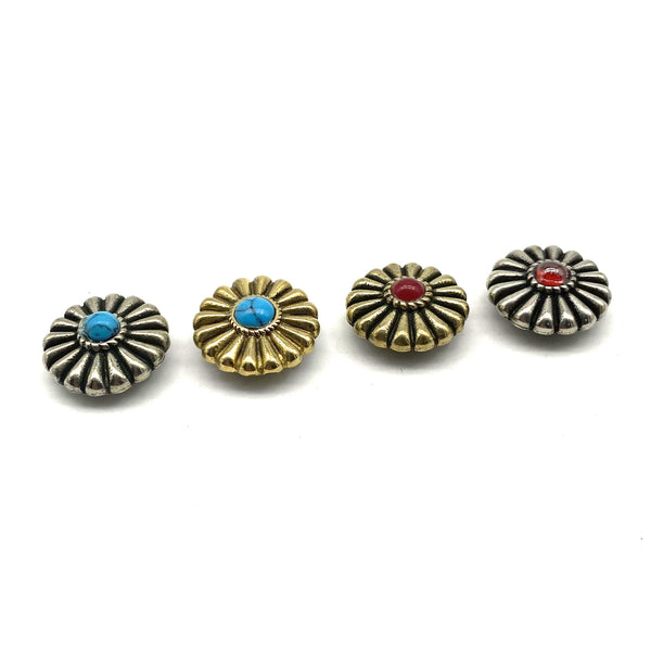 Turquoise Decorative Flower Conchos Rivets Screw Back Leather Repairing Buttons