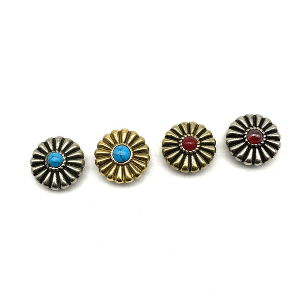 Turquoise Decorative Flower Conchos Rivets Screw Back Leather Repairing Buttons