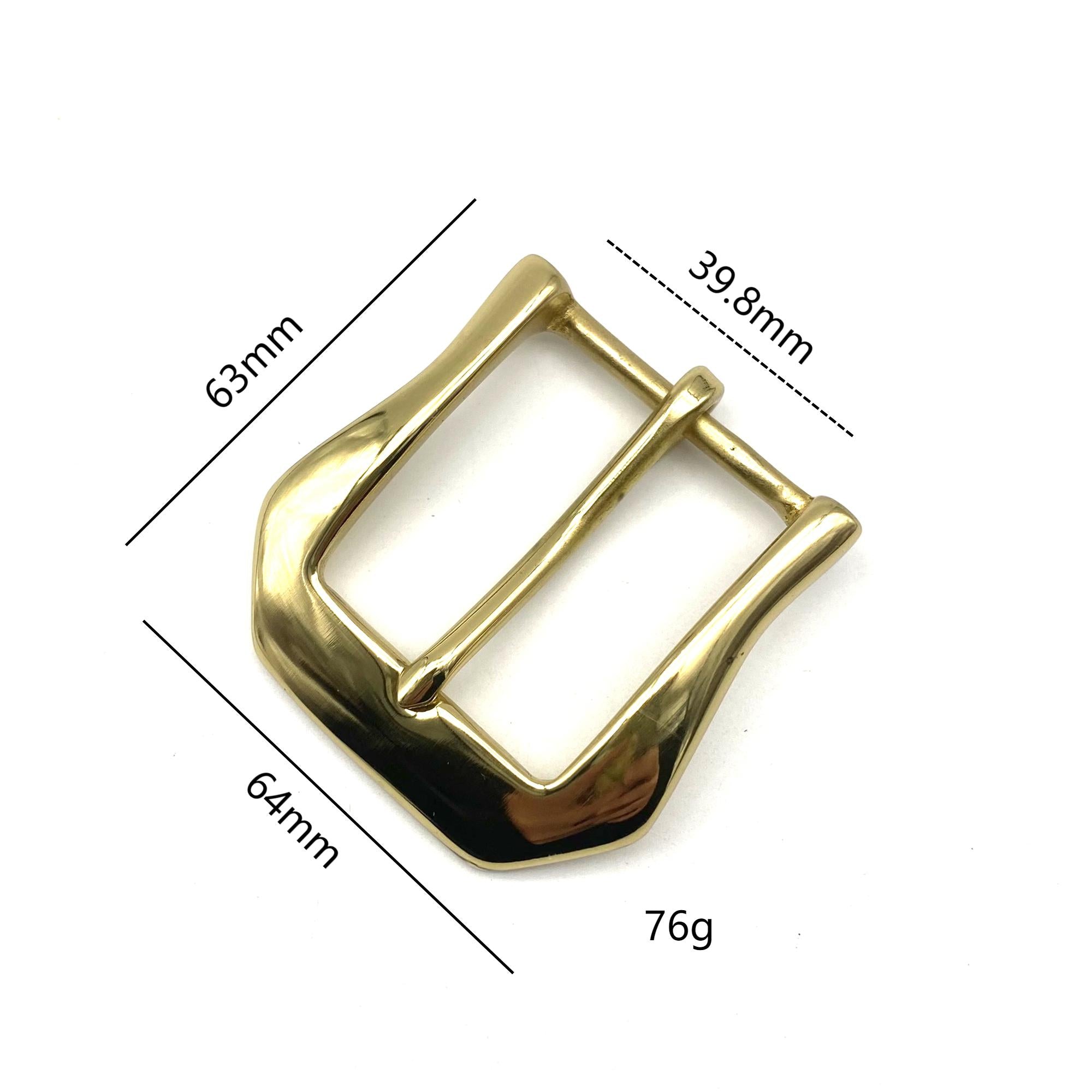 High Polishing Glass Finish Golden Brass Buckle Leather Belt 