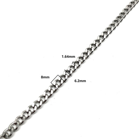 6mm Stainless Steel Curb Chain Flat Smooth Chain Bag Chains