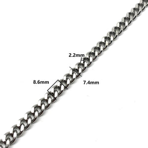 7.4mm Stainless Steel Curb Chain,Flat Smooth Chain,Handbag Chain,Purse Wallet Chain,Jewelry Finding