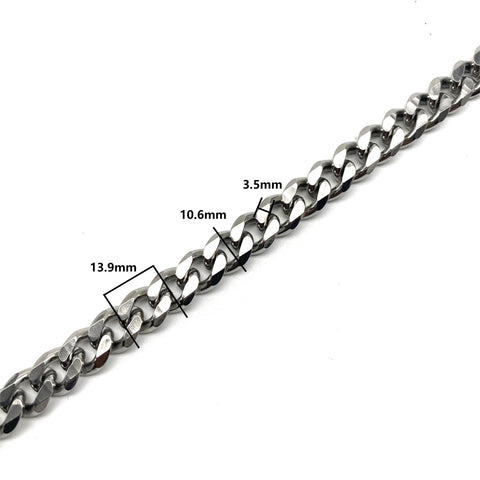 11mm Grinded Curb Cable Stainless Chain Wallet Chains Bag Chain