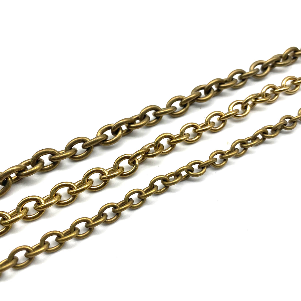 Metal Field Solid Brass O Link Chain,Oval Shape Chain,Brass Wallet Chain,Leather Bag Chains 8.2 x 10 x 2mm / 35