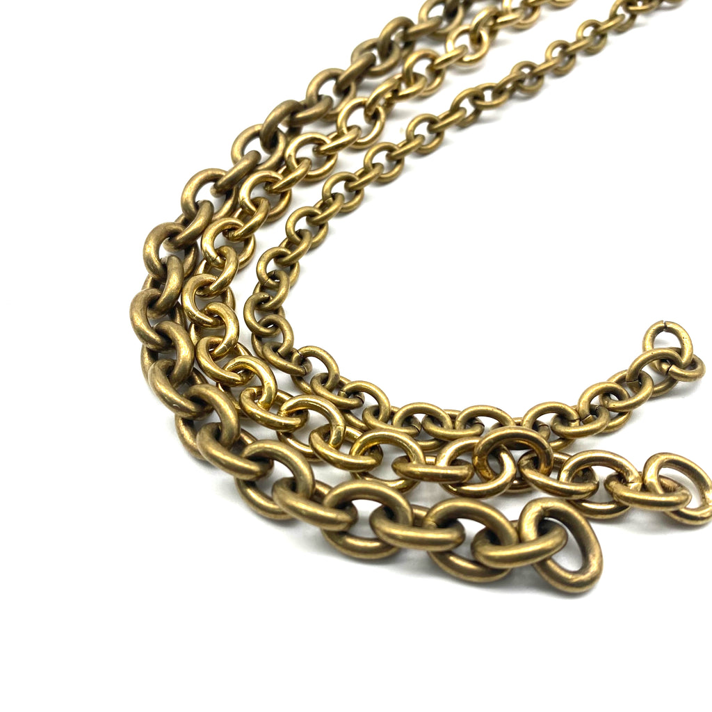 Brass Textured Oval Link Plated Chain (Sold By The Foot) (BRA75)