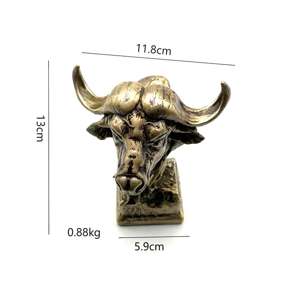 Brass Bull Head Statues Office Brass Figurine Desk Artistic Ornament Decoration Sculpture,Gift for Friends