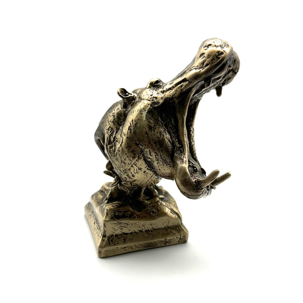 Brass Hippo Statues Office Brass Figurine Desk Artistic Ornament Decoration Sculpture,Exclusive Gifts For Friends