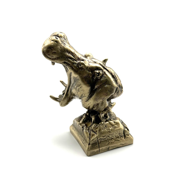 Brass Hippo Statues Office Brass Figurine Desk Artistic Ornament Decoration Sculpture,Exclusive Gifts For Friends