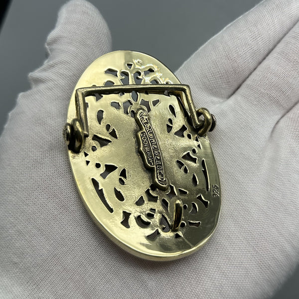 Vintage Hexagram Hollow Carved Plate Buckle, Solid Brass Silver Belt Buckle 37mm